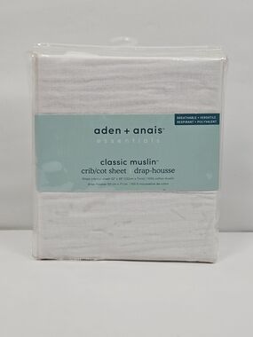 aden + anais Classic Muslin Crib Sheet White Breathable Cotton